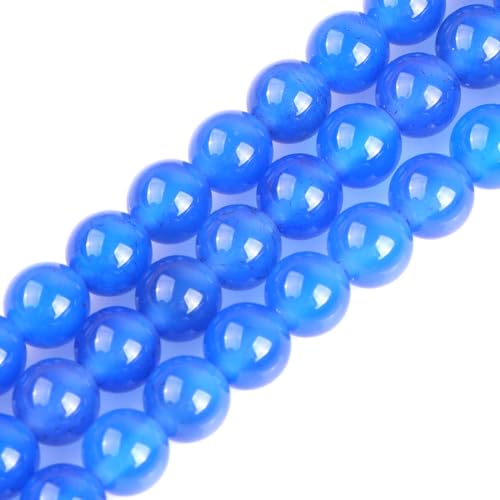 HAAMIIQII 35pcs 10mm Natürliche Blaue Achat Perlen Runde Lose Edelstein Perlen für Schmuck Herstellung DIY Armband Halskette von HAAMIIQII