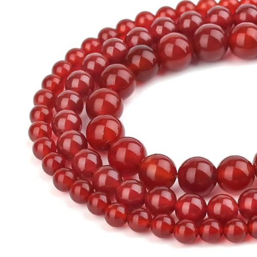 HAAMIIQII 35pcs 10mm Natürliche Rote Achat Perlen Runde Lose Edelstein Perlen für Schmuck Herstellung DIY Armband Halskette von HAAMIIQII