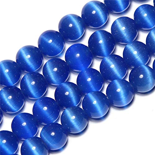 HAAMIIQII 35pcs 10mm Royal Blue Cat Eye Perlen Runde Lose Edelstein Perlen für Schmuck Herstellung DIY Armband Halskette von HAAMIIQII