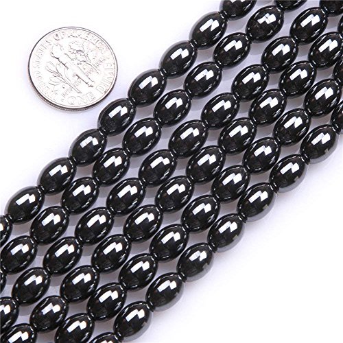 HAAMIIQII 35pcs 8x12mm Natürliche Schwarze Hämatit Lose Edelstein Perlen Olivary Abstandsstein Perlen für Schmuck Herstellung DIY Armband Halskette von HAAMIIQII