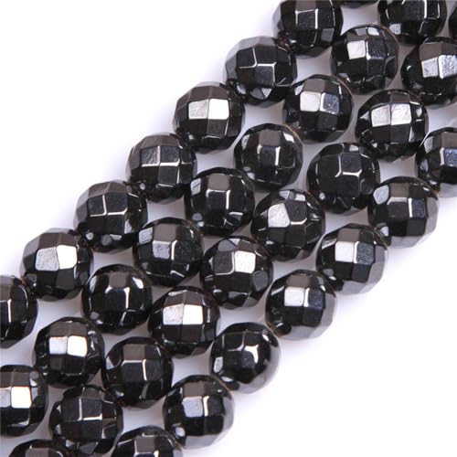 HAAMIIQII 40pcs 10mm Natürliche Schwarze Hämatit Lose Edelstein Perlen Facettiert Runde Abstandsstein Perlen für Schmuck Herstellung DIY Armband Halskette von HAAMIIQII