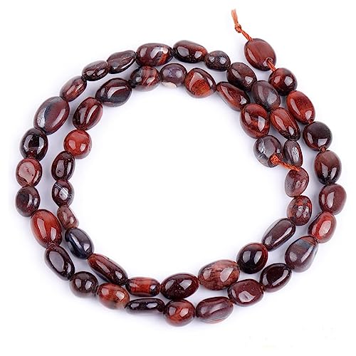 HAAMIIQII 45pcs 5-8mm Natürliche Rote Tiger Auge Stein Perlen Unregelmäßige Freeform Tumbled Lose Edelstein Perlen für Schmuck Herstellung DIY Armbänder Halsketten Ohrringe von HAAMIIQII