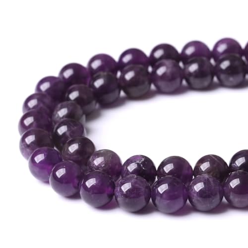 HAAMIIQII 45pcs 8mm Natürliche Amethyst Perlen Kristallquarz Runde Lose Edelstein Perlen für Schmuck Herstellung DIY Armband Halskette von HAAMIIQII