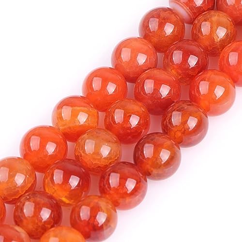 HAAMIIQII 45pcs 8mm Natürliche Drachenader Crackle Achat Perlen Runde Lose Edelstein Perlen für Schmuck Herstellung DIY Armband Halskette von HAAMIIQII