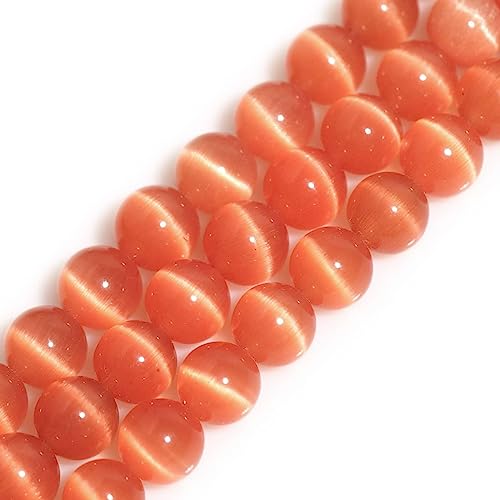 HAAMIIQII 45pcs 8mm Orange Cat Eye Perlen Runde Lose Edelstein Perlen für Schmuck Herstellung DIY Armband Halskette von HAAMIIQII