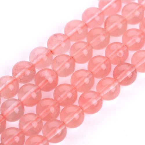 HAAMIIQII 45pcs 8mm Wassermelone Kirsch Quarz Kristall Perlen Runde Lose Edelstein Perlen für Schmuck Herstellung DIY Armband Halskette von HAAMIIQII