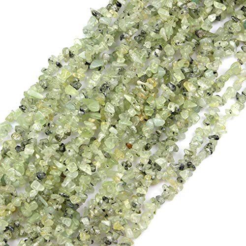 HAAMIIQII 5-8mm Natürliche Grüne Prehnit Chips Perlen Unregelmäßige Chip Steine Lose Edelstein Perlen Energie Heilung Perlen für Schmuck Making Strang 80 cm von HAAMIIQII