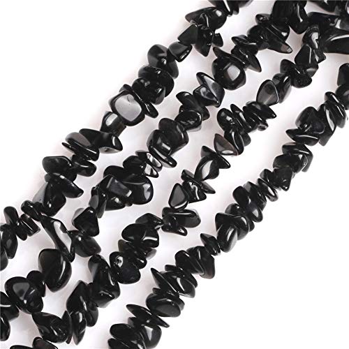 HAAMIIQII 5-8mm Natürliche Schwarze Achat Chips Perlen Unregelmäßige Chip Steine Lose Edelstein Perlen Energie Heilung Perlen für Schmuck Making Strang 80 cm von HAAMIIQII