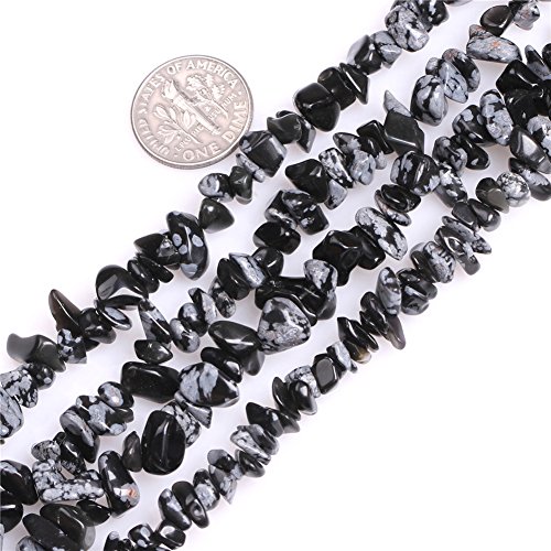 HAAMIIQII 5-8mm Natürliche Schwarze Schneeflocke Obsidian Chips Perlen Unregelmäßige Chip Steine Lose Edelstein Perlen Energie Heilung Perlen für Schmuck Making Strand 80 cm von HAAMIIQII