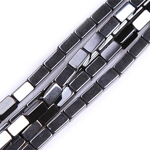 HAAMIIQII 50pcs 4x8mm natürliche schwarze Hämatit Lose Edelstein Perlen Rechteck Abstandsstein Perlen für Schmuck Herstellung DIY Armband Halskette von HAAMIIQII