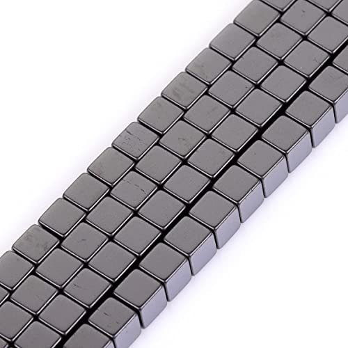 HAAMIIQII 50pcs 8mm Natürliche Schwarze Hämatit Lose Edelstein Perlen Quadratische Form Abstandsstein Perlen für Schmuck Herstellung DIY Armband Halskette von HAAMIIQII