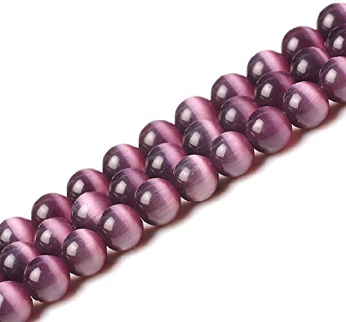 HAAMIIQII 60pcs 6mm Lila Cat Eye Perlen Runde Lose Edelstein Perlen für Schmuck Herstellung DIY Armband Halskette von HAAMIIQII