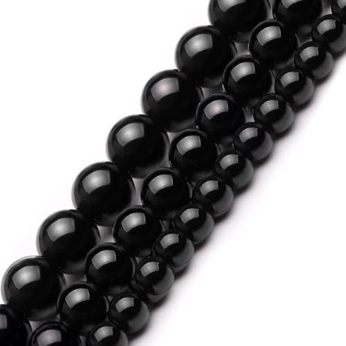 HAAMIIQII 60pcs 6mm Natural Black Achat Onyx Perlen Runde Lose Edelstein Perlen für Schmuck Herstellung DIY Armband Halskette von HAAMIIQII