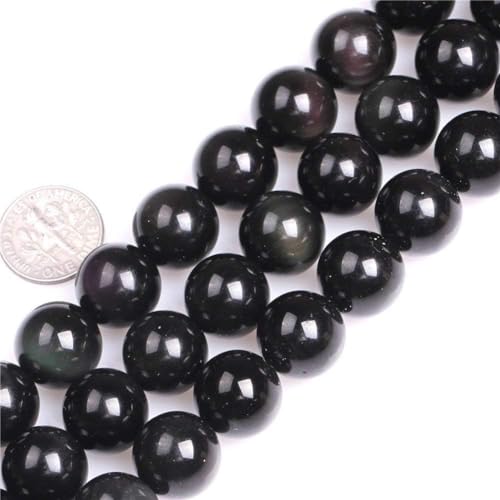 HAAMIIQII 60pcs 6mm natürliche schwarze Obsidian Perlen Runde lose Edelstein Perlen für Schmuck Herstellung DIY Armband Halskette von HAAMIIQII