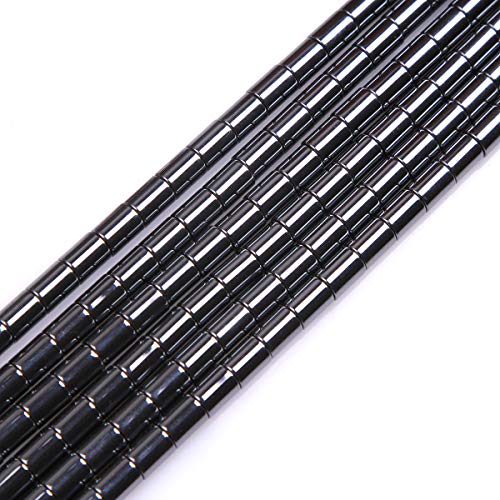 HAAMIIQII 65pcs 4x6mm natürliche schwarze Hämatit Lose Edelstein Perlen Zylinder Abstandsstein Perlen für Schmuck Herstellung DIY Armband Halskette von HAAMIIQII