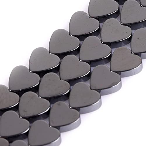 HAAMIIQII 70pcs 6mm natürliche schwarze Hämatit Lose Edelstein Perlen Herzform Abstandsstein Perlen für Schmuck Herstellung DIY Armband Halskette von HAAMIIQII