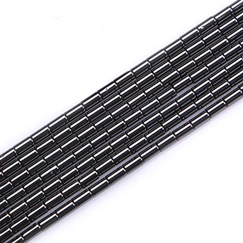 HAAMIIQII 80pcs 3x5mm natürliche schwarze Hämatit Lose Edelstein Perlen Zylinder Abstandsstein Perlen für Schmuck Herstellung DIY Armband Halskette von HAAMIIQII