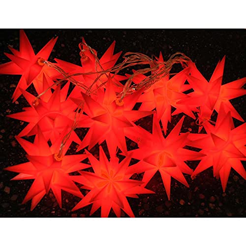 HAB & GUT -L008-R- Weihnachtsstern LED Lichterkette 10x 3D Sterne, rot 230V Länge 6,3 m von HAB & GUT