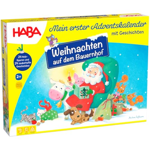 HABA Adventskalender – Weihnachten auf dem Bauernhof – 3D-Spielkulisse mit 24 liebevollen Holzfiguren – Weihnachtskalender für Kinder ab 2 Jahren - 1303156001 von HABA