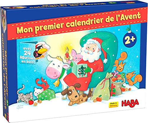 HABA Premier Adventskalender, Figuren aus Holz, Weihnachten auf dem Bauernhof, 2 Jahre und älter, 306359 – französische Version von HABA
