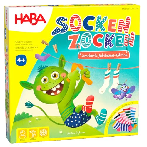 HABA Socken Zocken Jubiläums-Edition Familienspiel ab 4 Jahren Inkl. echter Socken & Holzfiguren 20 Jahre Sonderedition - 2011722001 von HABA