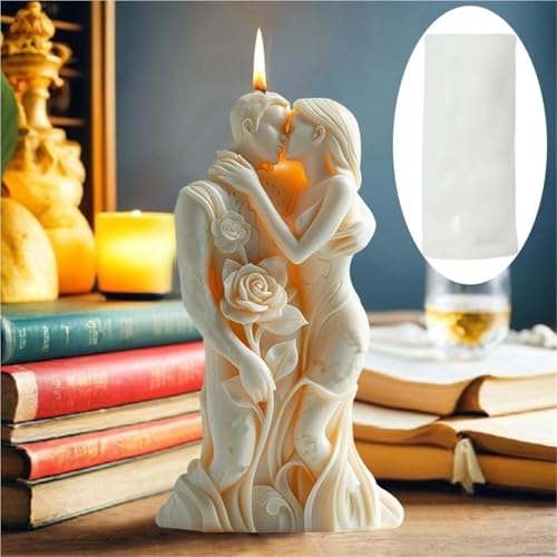 HABYHEZIO KerzengießFormen 2PCS DIY Liebhaber Umarmen Kerzen Silikon Form Blumen Rosen Paar Beton Harz Form Männer Frauen Umarmen Gips Formen Hochzeit Decor Für DIY Seife, Kerzen von HABYHEZIO