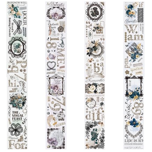 HACRAHO Lace Wide PET Tape Set, 4 Rollen Dekoratives Spitzenmuster Selbstklebendes Klebeband PET-Bänder für Journaling und Scrapbooking von HACRAHO