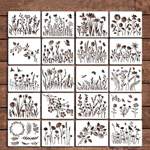 Garden Fence Large Flower Stencils DIY Painting Templates, Reusable Flower Stencils For Painting, Flower Yard Spray Paint Crafts Stencils, Large Stencils for Fence Garden Decor (20 PCS) von HADAVAKA