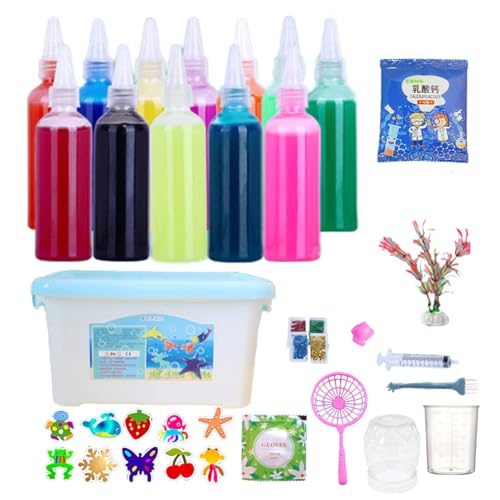 HADAVAKA Magic Water Elf Kit, 3D Water Animal Sets Toy, DIY Handmade Water Animal Set, 100 ml Capacitywater Elf Set, Crafts & Art Kit, Sea Animals Sensory Water Toy Party Favors (12 PCS) von HADAVAKA