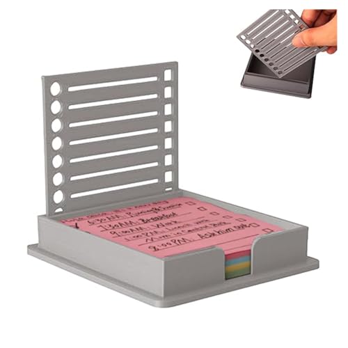 Haftnotizhalter Mit Schablone, 3x3 Zoll Notizblöcke Aufbewahrungsbox, Notizschablone Mit Clever Gestalteten Schlitzen, Zum Organisieren Von Notizen Und Unterstreichen (Grey) von HADAVAKA