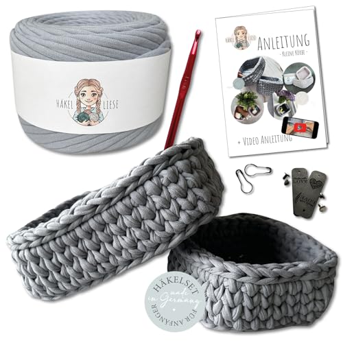 Häkelset für Anfänger - kleiner Korb, Häkelset Anfänger, Textilgarn zum Häkeln, Crochet Set, Körbe Häkeln, Geschenk Teenager, Häkel Set, häkeln lernen HÄKEL LIESE von HÄKEL LIESE