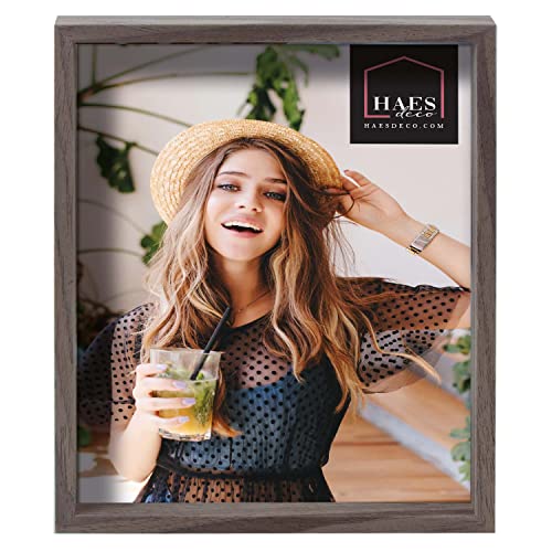 HAES DECO - Holz Bilderrahmen 20x25 Alvesta in Dunkelbraun - Fotorahmen Holz - Portraitrahmen mit Aufsteller & Wandhalterung - für 1 Foto 20x25 cm - SP11025 von HAES DECO