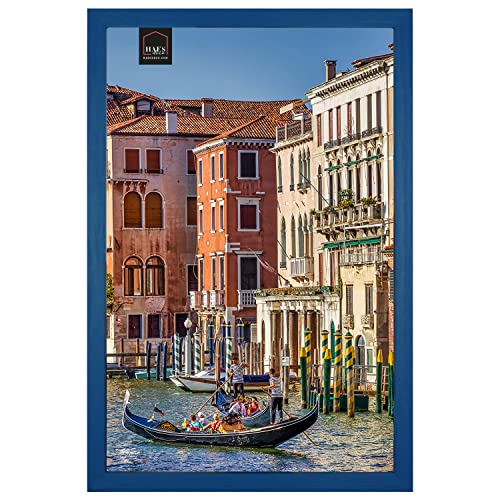 HAES DECO - Holz Bilderrahmen 20x30 Venezia Blau - Fotorahmen Holz - Portraitrahmen mit Aufsteller & Wandhalterung - für 1 Foto im Format 20x30 -SP12630 von HAES DECO