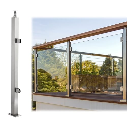 HAGNZHE Edelstahl Glas Deck Geländer Pfosten Klemmen Indoor Flur Silber Quadratisch Glas Geländer Paneele Klemme Glas Balustrade Geländer Pfosten von HAGNZHE