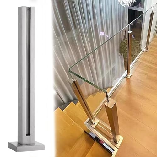 HAGNZHE Glasgeländer Endpfosten Edelstahl Quadratisch Glas Balustrade Pfostensystem für Innentreppen Deck Handläufe Glasgeländer Platten Klemmen von HAGNZHE