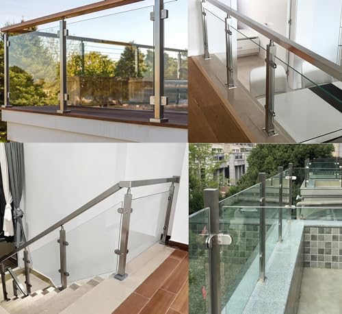 HAGNZHE Glasgeländer-Klemmen-Kits, Edelstahl, moderne Innenplattform, Balustraden-Pfostenplatten, Klemmen, für Deckgeländer/Hausgarten/Terrassentreppen von HAGNZHE