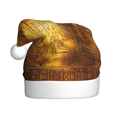 Ägyptische Hieroglyphen Weihnachtsmütze, Erwachsene, Weihnachtsmannmütze, Druck, Plüsch, Komfort, Weihnachtsmütze für Weihnachten, Neujahrsbedarf von HAHAFU