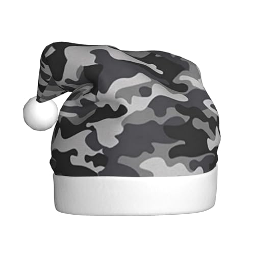 Abstrakte Camouflage-Weihnachtsmütze, Erwachsene, Weihnachtsmannmütze, Druck, Plüsch, bequem, Weihnachtsmütze für Weihnachten, Neujahrsbedarf von HAHAFU