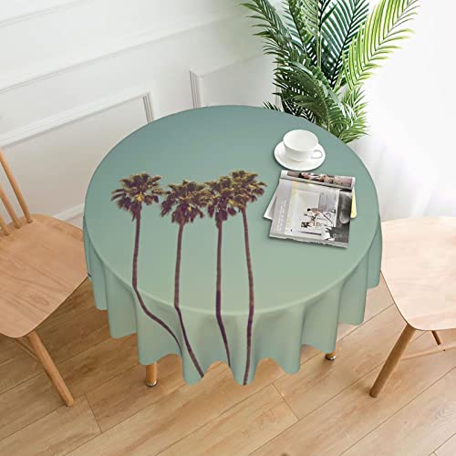 HAHAFU Palme Runde Tischdecke,152cm Durchmesser,Druck Wasserabweisend Abwischbare Polyester Tischdecke Dekoration von HAHAFU