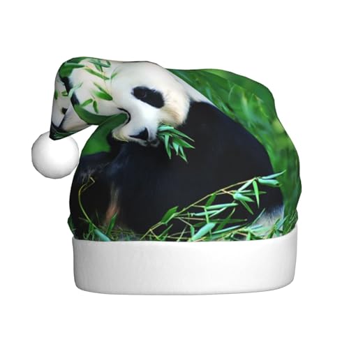 Panda-Weihnachtsmütze für Erwachsene, bedruckt, Plüsch, bequem, Weihnachtsmütze für Weihnachten, Neujahr von HAHAFU