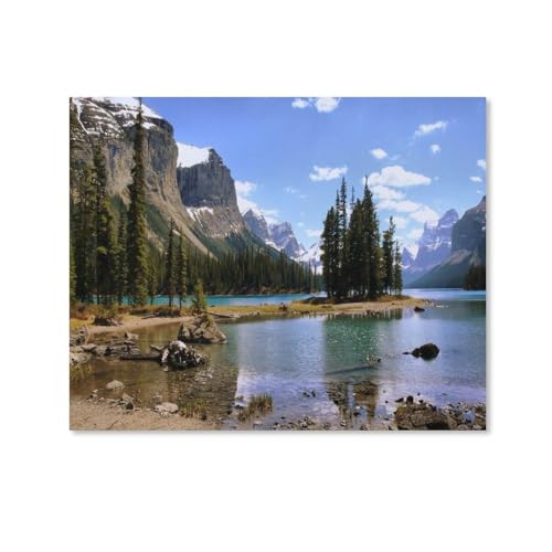 HAIDU 5D Diamond Painting By Number Kit Kanada Insel Wald Berge See Heimdekoration Basteln Valentinstagsgeschenke（Round Diamond） 30x40cm-19 von HAIDU