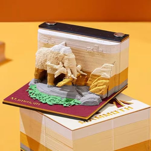 Dreidimensionales 3D-Haftnotizbuch, handzerrissenes Konstruktionspapier, Skulptur, Kunstwerk, DIY Postnotizen, Karten für Büro, Zuhause, Geschenke, Ornamente (Mammut) von HAIWENFEIQI