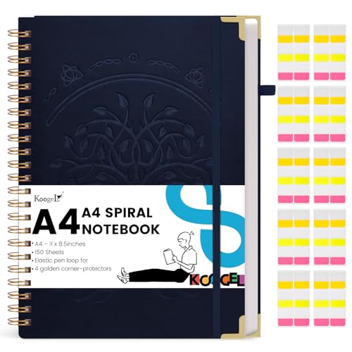 HAKACC A4 Spirale Notizblock, Schwarz Linierte Notizbuch Spiralgebundene Notizbücher für Zielsetzung Planung 21 x 28 cm von HAKACC