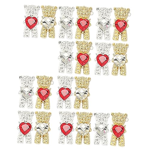 HAKIDZEL 20 Stück Bär Strass Maniküre Charms Einzigartige Nagel Ornamente DIY Nail Art Charm Zubehör von HAKIDZEL