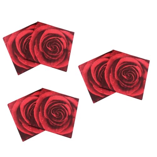 HAKIDZEL 60 Blatt papierhandtuch Hochzeit Taschentücher Papierservietten mit roten Rosen Massenpapierhandtücher durch den Fall Rotes Dekor evengers hochzeitslaken Serviette für die Party von HAKIDZEL