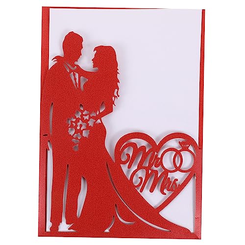 HAKIDZEL 60 Stk Grußkarte Braut Bräutigam Hochzeitseinladungen Brautparty Einladen Hochzeitsgeschenkkarte Romantische Hochzeitseinladungen Hochzeitskleider Für Die Braut Dekor Rot Papier von HAKIDZEL