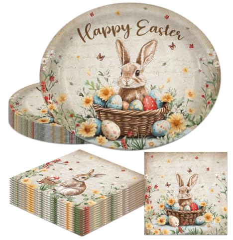 HAKOTI Vintage Ostern Pappteller und Servietten von HAKOTI