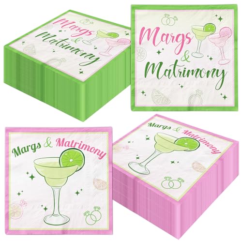 Margs and Matrimony Bachelorette Napinks, Einweg-Servietten, Margs und Ehe, Dekoration für mexikanische Fiesta, Hochzeit, Brautparty, Party, 40 Stück von HAKOTI