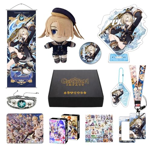 Genshin Impact Box Geschenkbox Merch Set mit 11 Geschenk, Wanderer Cyno Xiao All 5 Stars Characters Plush Poster Acrylic Stand Aufkleber Set, Sammlung für Traveller Fans (Freminet) von HALOOP