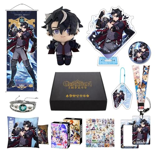 Genshin Impact Box Geschenkbox Merch Set mit 11 Geschenk, Wanderer Cyno Xiao All 5 Stars Characters Plush Poster Acrylic Stand Aufkleber Set, Sammlung für Traveller Fans (Wriothesley) von HALOOP